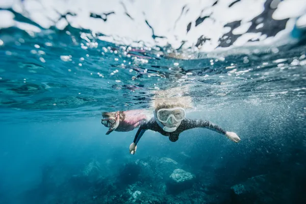 Snorkeling underwater at Tarrafal reef