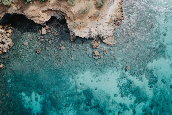 Aerial view of ocean activities, Tarrafal